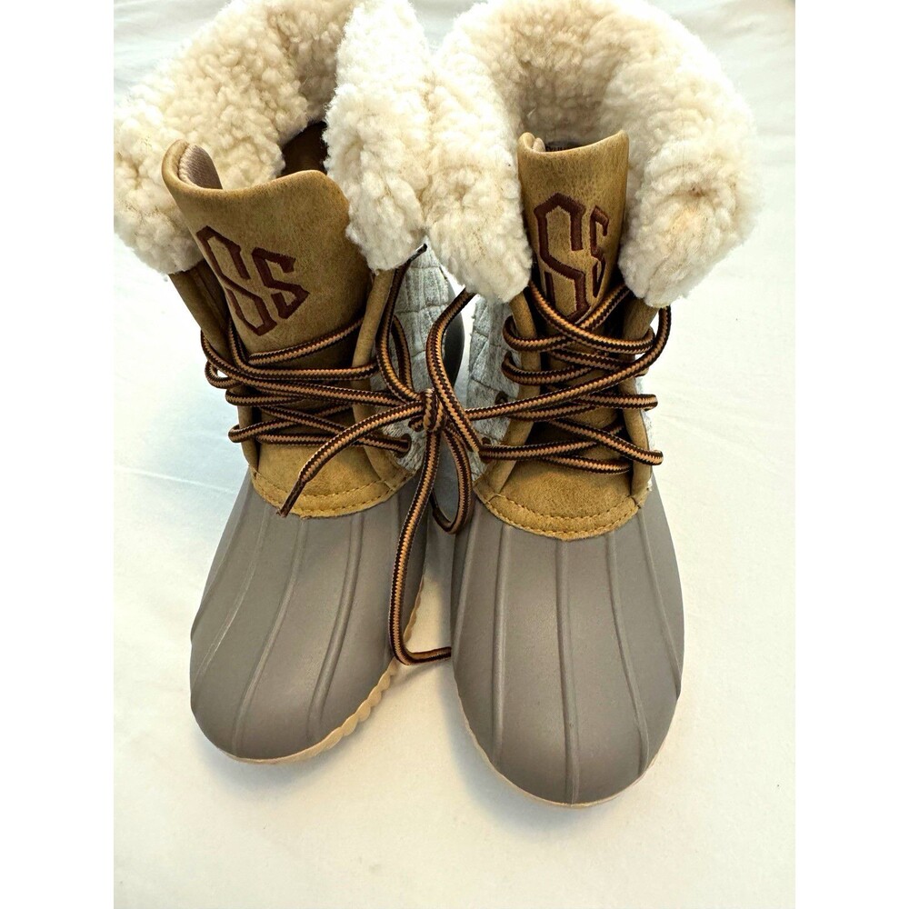 Marleylilly Duck Boot Kids Ankle Rain Boot Faux Fur Lined Lace Up Sz 2